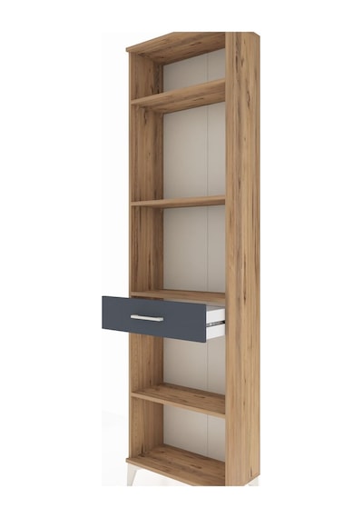 Arges Dolap 4 Raflı Tek Çekmeceli 60x30x221 Çam-antrasit Atlas Çam
