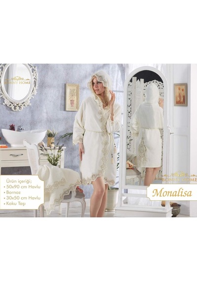 Bonny Home Monalisa Krem Bayan Fransız Dantelli Balayı Çeyizlik Krem