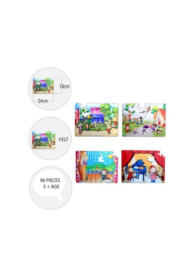 4 Set 96 Parça Tox Oyun Parkı Ve Sahne 5+ Keçe Yapboz 5 Yaş P