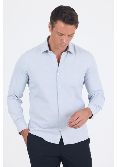 İmza Siyah Uzun Kol Sert Yaka Cepsiz Slim Fit Pamuklu Gömlek 1004250225 Siyah
