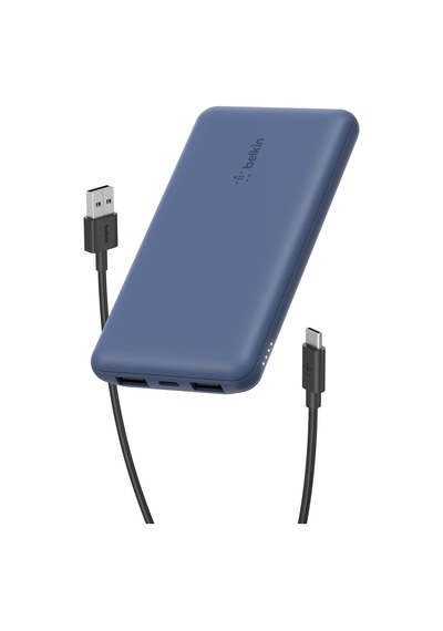 10000 Mah Powerbank, 15w Usb-c & 12w 2xusb-a Girişli, Kompakt Dizayn, Kablo Dahil, Mavi