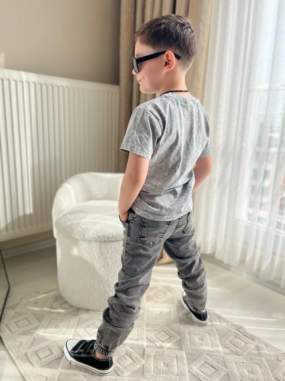 Cg Kids Yıkamalı Kabartma Baskı Bb Lastikli Paça Eskitme Jean Erk Gri - Siyah Mat Cg Kids Yıkamalı Kabartma Baskı Bb Lastikli Paça Eskitme Jean Erk Gri - Siyah Mat