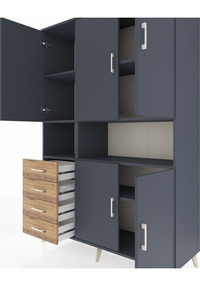 Hyperion Dolap 7 Raflı 4 Çekmeceli 5 Kapaklı 132x44x195 Antrasit-antrasit/çam Antrasıt/atlas Çam Hyperion Dolap 7 Raflı 4 Çekmeceli 5 Kapaklı 132x44x195 Antrasit-antrasit/çam Antrasıt/atlas Çam