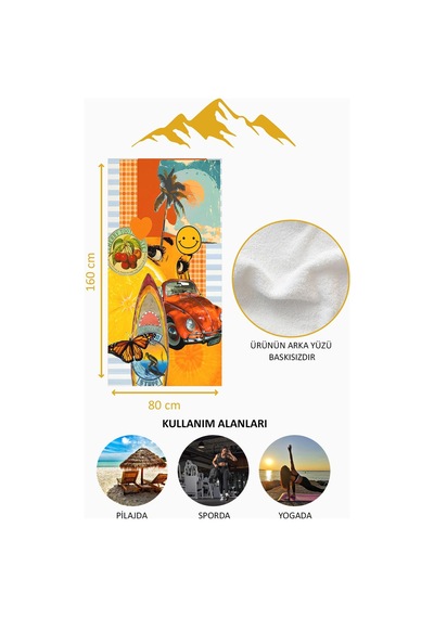 Dijital Baskı Plaj Deniz Havlusu Modern Desenli Peştamal Hvl0170 Renkli