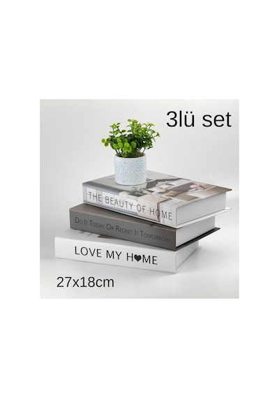 3lü Kitap Görünümlü Dekoratif Saklama Kutusu Seti, İskandinav Tarz Minimalist Tasarım Ev Dekor Set3