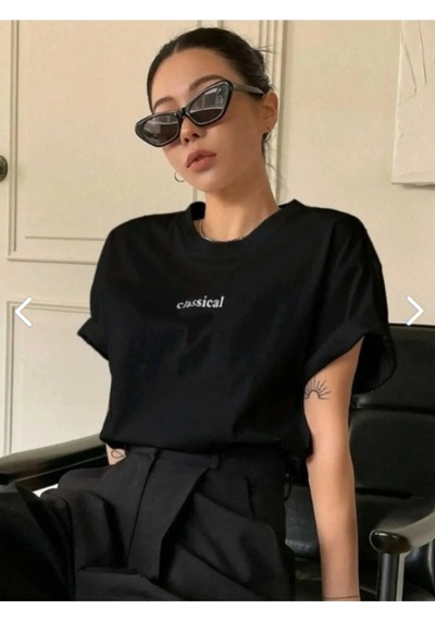 Uyguntarz Classical Baskılı Oversize Tshirt Siyah2