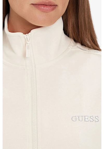 Guess Logolu Kadın Fermuarlı Sweatshirt Krem