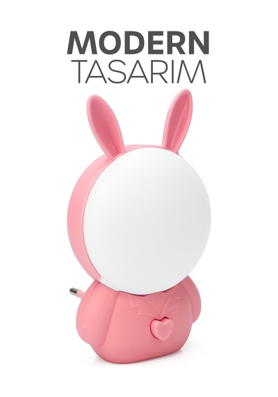 Gece Lambası Tavşan Tip 2 Mod Sarı-beyaz Işık Tuşlu Koridor Hol Işığı Uyuma Işığı Pembe K6821