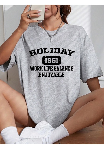 Noıssey Urban Pop Graphic Kadın Tişört Koleksiyonukod 5146 Gri