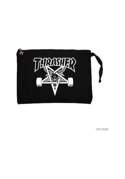 Zepplin Giyim Thrasher 666 Siyah Clutch Astarlı Cüzdan / El Çantası