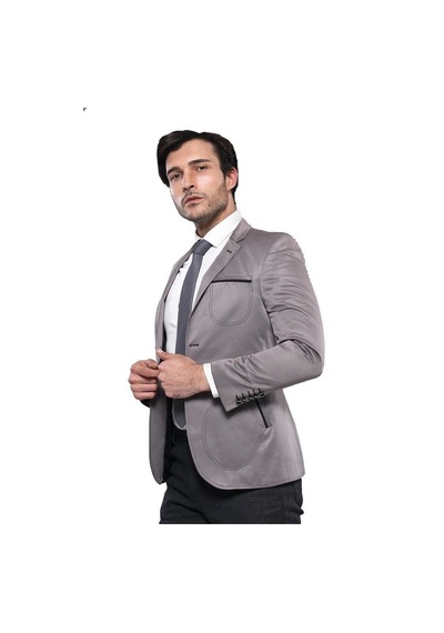 Wessi Yan Torba Cep Slim Fit Gri Ceket Gri