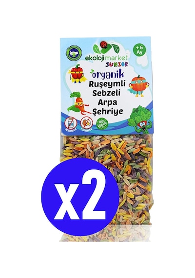 Ekoloji Market Organik Ruşeymli Sebzeli Bebek Makarnası Arpa Şehriye 2 x 250 G