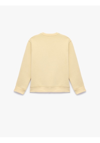 Koton Uzun Kollu Fiyonk Baskılı Üç İplik Şardonlu Bisiklet Yaka Sweatshirt Bej 7wkg10251ak Ekru