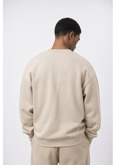 Erkek Respire Basic Oversize Sweatshirt Bej