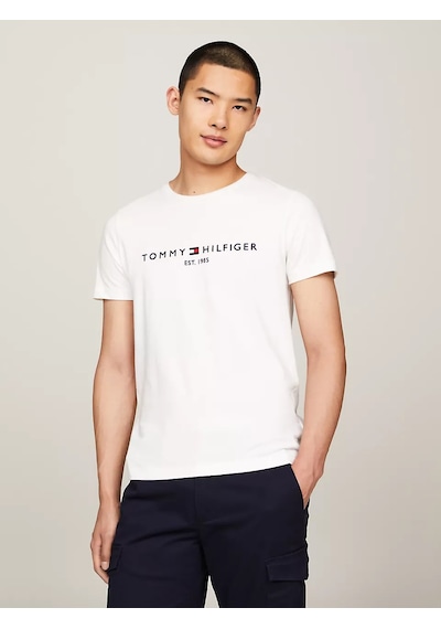 Tommy Hilfiger Erkek Core Tommy Logolu T-shirt -beyaz Beyaz