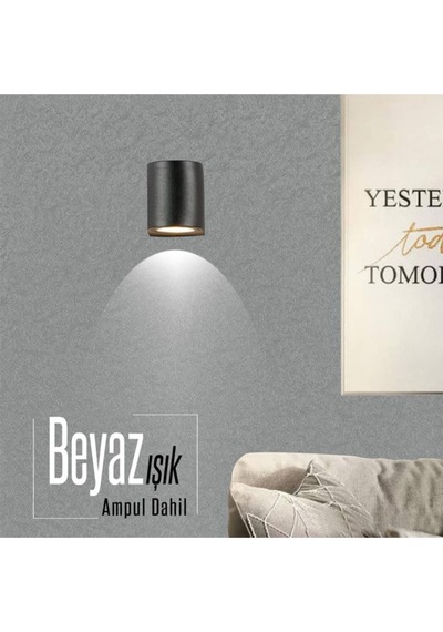 Tek Yönlü Iç - Dış Mekan Dekoratif Siyah Aplik - Beyaz Işık Siyah
