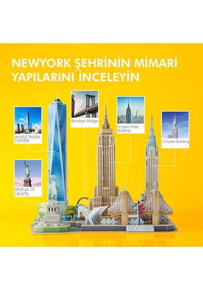 City Line New York Şehri 3d Puzzle 123  Parça