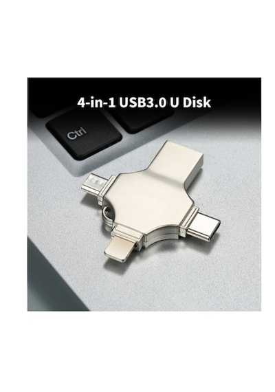 Üsküdar İletişim 128gb 4-in-1 Flashdevicehd Çoklu Girişli Otg Flash Bellek Lightning + Type-c + Usb + Microusb 128 Gb