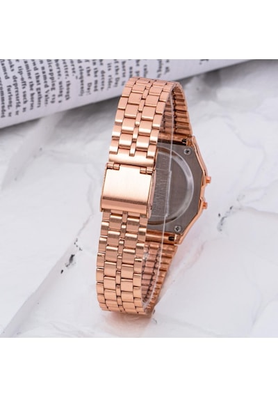 Retro Premium Serisi Rose Renkli Çelik Kordon Kadın Kol Saati St-304235