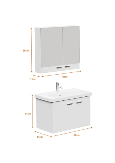 Aqua Bagno Basic Alt Dolap + Üst Dolap -lavabo Dahil-beyaz ,80 Cm. 3 Parça Beyaz Aqua Bagno Basic Alt Dolap + Üst Dolap -lavabo Dahil-beyaz ,80 Cm. 3 Parça Beyaz
