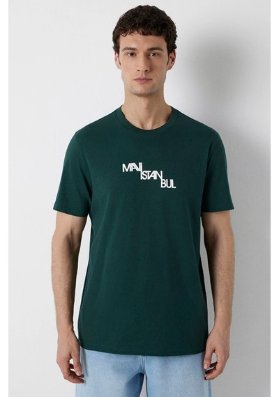Mavi M0612274-85173 İstanbul Baskılı T-shirt Erkek Tişort Yeşil