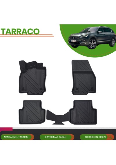 Seat Tarraco 2018+ Araca Özel Üretim 4d Havuzlu Paspas Takımı Karbon