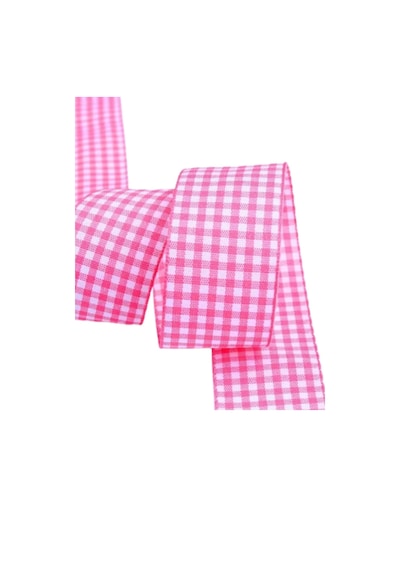 Tafta Ekoseli Kurdele 25 Mm Pembe 10 Metre