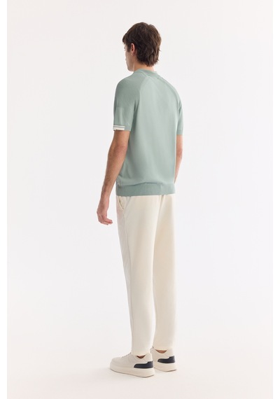 Avva Erkek Nil Yeşili Polo Yaka Fermuarlı Rayon Karışımlı Regular Fit Triko T-shirt A61y5009 Yeşil