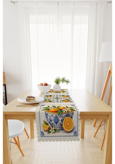 Vivanni Home Yıkanabilir Dikdörtgen Runner Günlük Kullanıma Uygun, Pratik Ve Uzun Ömürlü Portakal Mavi