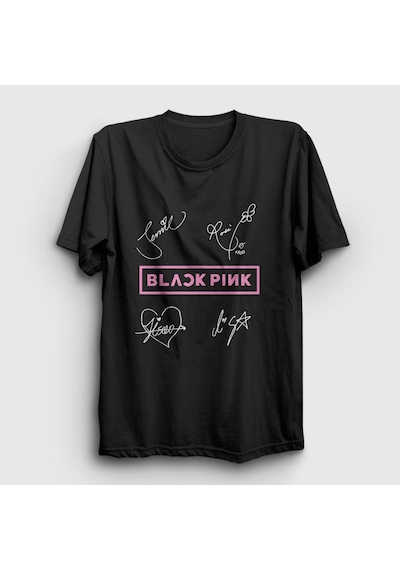 Presmono Unisex Signs Blackpink T-shirt Siyah