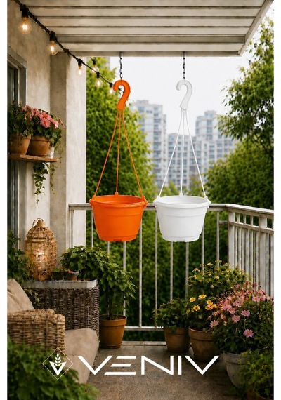 2 Adet Askılı Dekoratif Saksı 18 Cm Çap Yükseklik 12 Cm 14865703