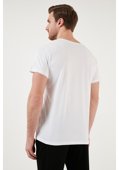 Buratti Pamuklu Slim Fit Bisiklet Yaka Erkek T Shirt 541Perspective Beyaz
