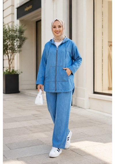 Hb Harma Time Butik Kadın Kapüşonlu Fermuarlı İnce Kot Açık Mavi Tunik Pantolon Takım Açık Mavi Açık Mavi Hb Harma Time Butik Kadın Kapüşonlu Fermuarlı İnce Kot Açık Mavi Tunik Pantolon Takım Açık Mavi Açık Mavi