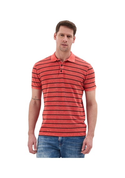 Cipo & Baxx Erkek Çizgili Polo Yaka Basic T-shirt - Ct858 Red