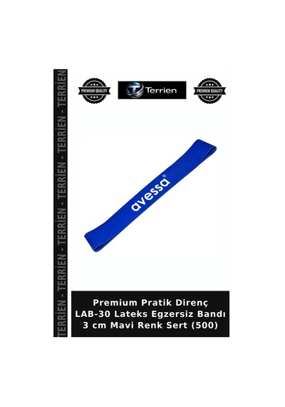 Premium Pratik Direnç Lab-30 Lateks Egzersiz Bandı 3 Cm Mavi Renk Sert 500