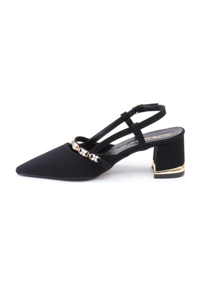 Nesilshoes Nesil Shoes Peri 3691 Siyah Saten Kadın Sandalet