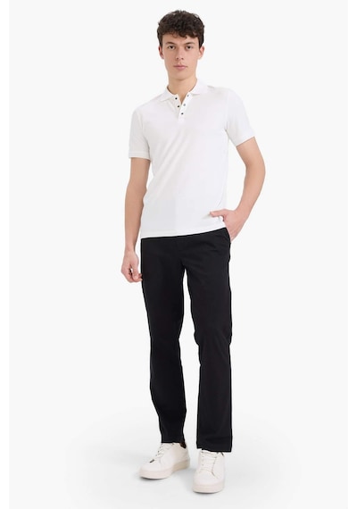 DeFacto Slim Fit Dar Kesim Polo Yaka Kısa Kollu Dokulu Basic Düz Tişört T5259AZ25SMWT32