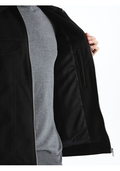 Lcw Vision Siyah Slim Fit Gömlek Yaka Süet Erkek Ceket