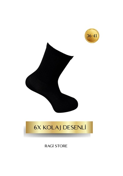6'lı Karışık Desen Unisex Kolej Çorap Karışık2