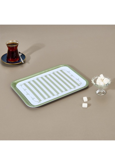 Kitchen Blad Tepsi - Yeşil / Beyaz - 27x21 Cm Çok Renkli