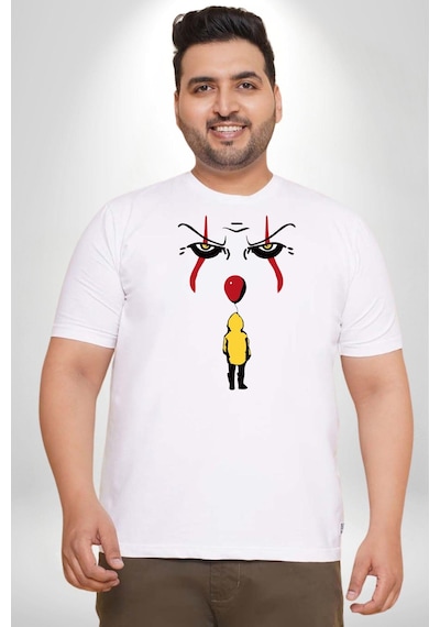 Angemiel Pennywise Vs Georgie Korku Filmi Beyaz Büyük Beden Kadın Erkek Ünisex Basic Ön Baskılı Tişört Beyaz