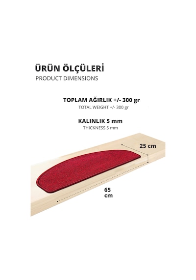 Yarım Ay Bukle Halıdan Ekonomik Basamak Ve Merdiven Paspası - Bordo / Adet Olarak Satılır Null