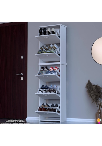 Modilayn Verve Antre 52x194x26 Cm Lik 5 Düşer Kapak 10 Göz Bölmeli Ayakkabılık Beyaz Modilayn Verve Antre 52x194x26 Cm Lik 5 Düşer Kapak 10 Göz Bölmeli Ayakkabılık Beyaz