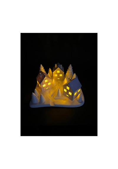 Yılbaşı Süsü Led Işıklı 3'lü Ev Dekorasyon Kış Manzaralı Tealight Ledli Kış Evleri Led Mumlar Hediye