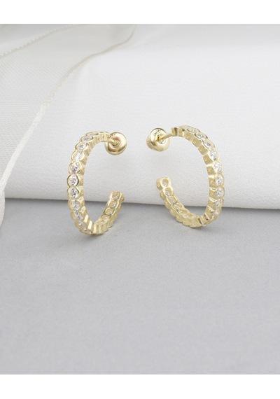 Brezza Lusso Jewelry 18k Serie Oro Gösterişli Tamtur Halka Kadın Gümüş Küpe 23 Mm