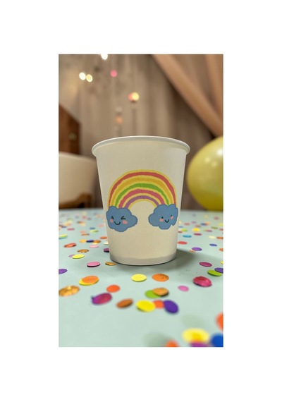 Gökkuşağı-yaz-unicorn Doğumgünü Parti Temalı Tek Kullanımlık 7 Oz 50 Adet Karton Bardak 1