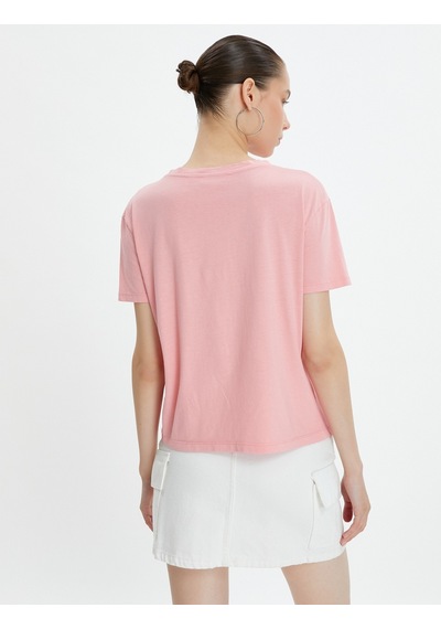 Koton Basic Tişört Kısa Kollu Bisiklet Yaka Pamuklu Pembe 4wal10574ık 4WAL10574IK284 Gül Rengi