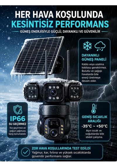 4g Sım Kartlı 4k 3 Lensli Solar Ptz Güvenlik Kamerası V380 Pro 360 Hareket Algılama Renkli Gece Görüşü İki Yönlü Ses Ip66 Dış Mekan Kamera