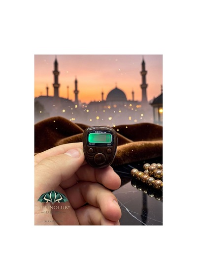 Ahşap Desenli Mini Led Li Zikirmatik Dijital Tesbih Sayacı Kahverengi Çok Renkli