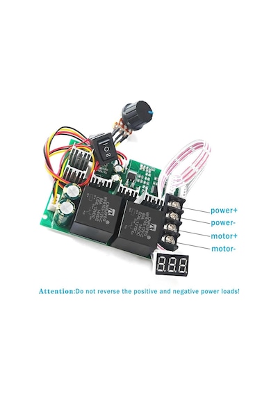 60a Dc Motor Pwm Hız Kontrol Kartı 10v-55v Dijital Ekranlı Sürücü İleri Geri Yön Şalterli Kademesiz Potansiyometreli Güç